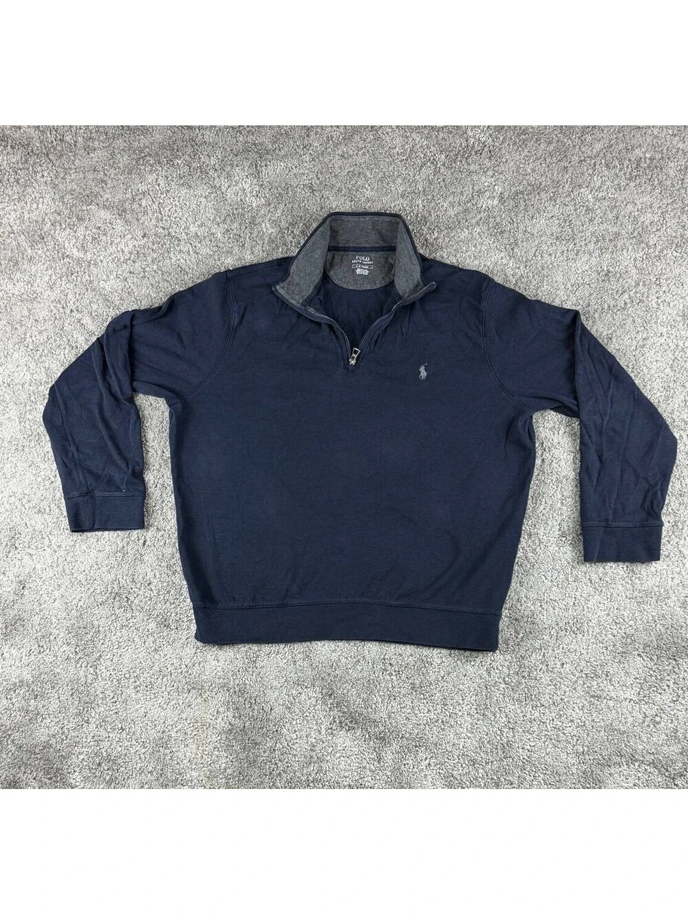 Polo Ralph Lauren Quarter Zip Pullover Navy Blue Size Large Cotton